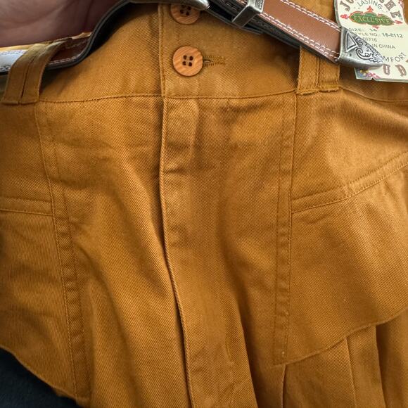 Jordache Vintage Studio Skirt Size 14 Brown Pleated Midi Belted 100% Cotton NWT - Picture 2 of 16